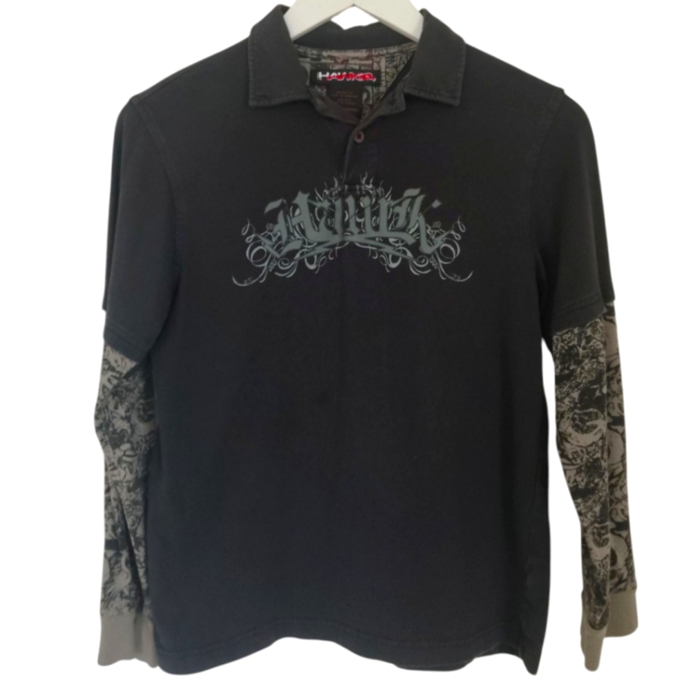 Vintage Tony Hawk Black and Gray Long Sleeve Shirt